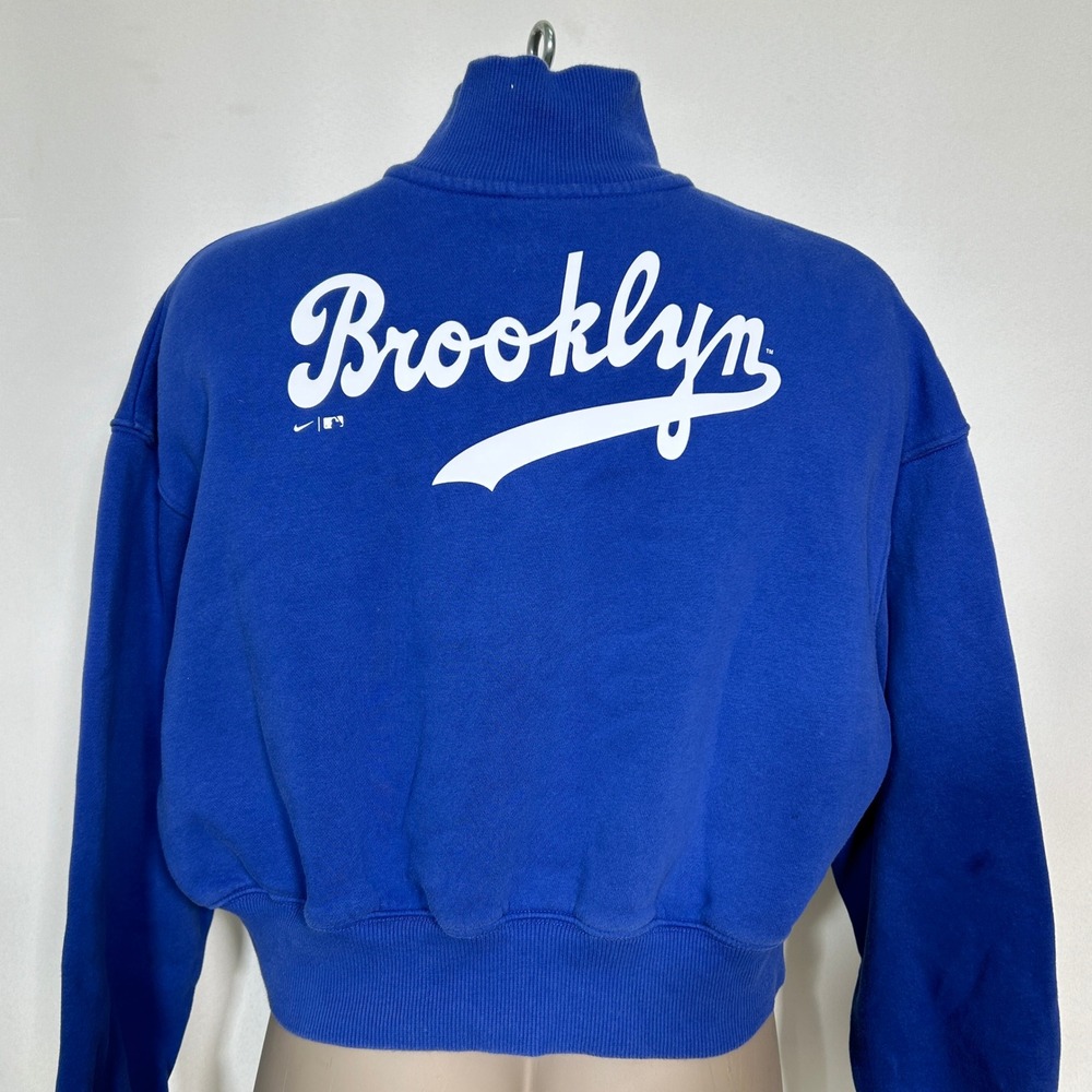 Brooklyn Dodgers MLB Nike Blue Cropped 1/4 Zip Sweatshirt Jacket Women's SMALL